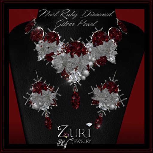 Zuri Rayna~ Noel-Sapphire-Diamond-Silver Pearl Set