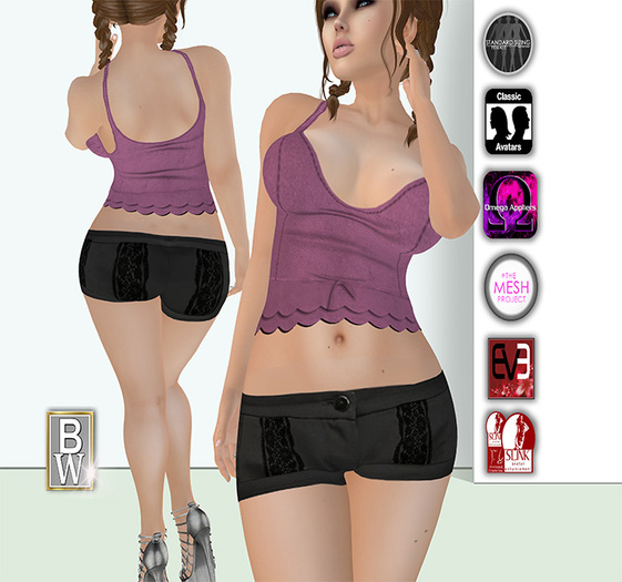 'Nora' Black short with lacy