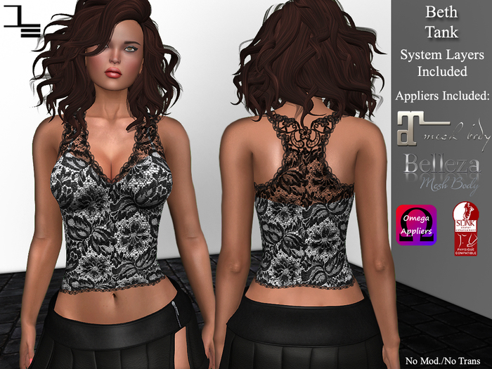 DE Designs -Beth Lace Tank - White