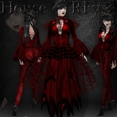 RFyre Tangled II Womens Crimson Red Halloween Spiderweb Dress with Leather TagVampire TagGoth TagFan