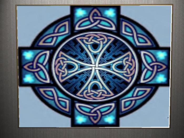 Celtic Cross Stained Glass Blue