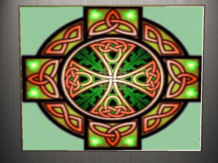 Celtic Cross Stained Glass Red
