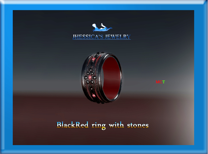 BlackRed ring with stones Jhessica's Jewelry