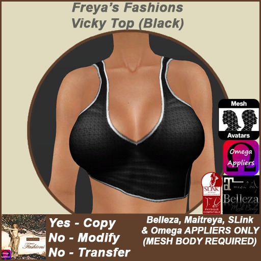 Freya's Fashions Vicky Top Black