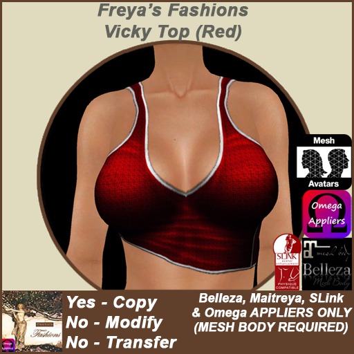 Freya's Fashions Vicky Top Red