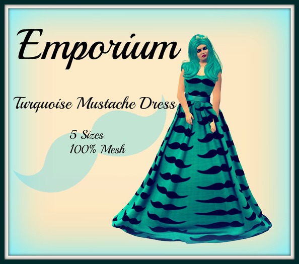 Turquoise Mustache Dress {Boxed}