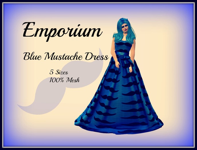 Blue Mustache Dress {Boxed}