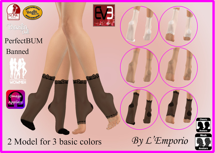 L'Emporio ::*Lace Short Socks*:: 2Model X3Base Colors-+APPLIER