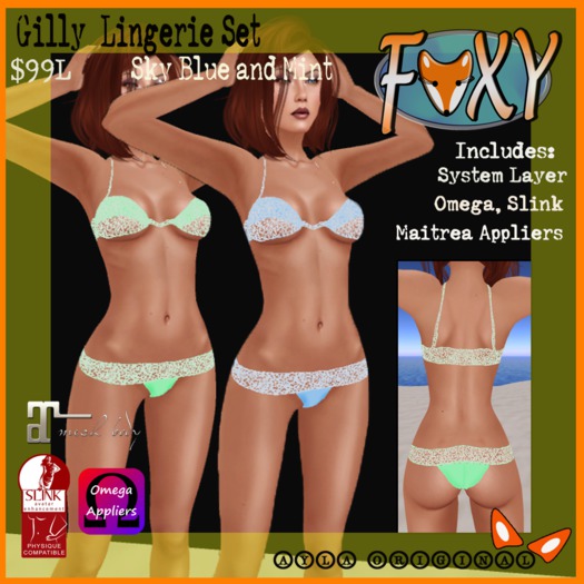 *Foxy - Gilly Lingerie - Sky Blue/Mint (boxed)*