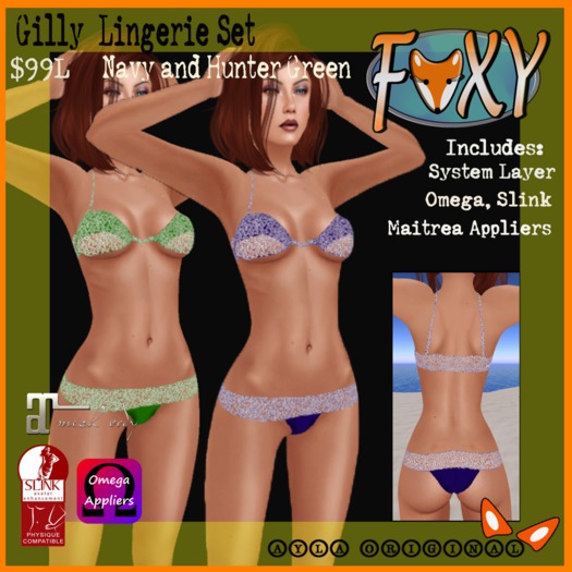 *Foxy - Gilly Lingerie - Sky Blue/Mint (boxed)*