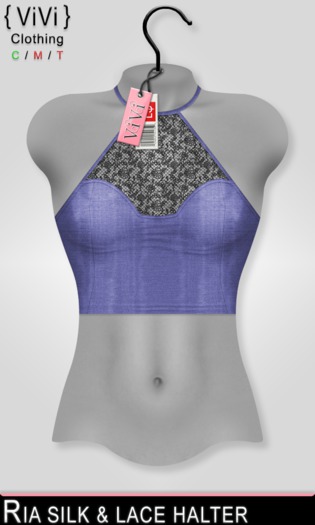 { ViVi } Ria - Silk & Lace Halter - Purple