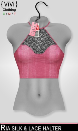 { ViVi } Ria - Silk & Lace Halter - Pink