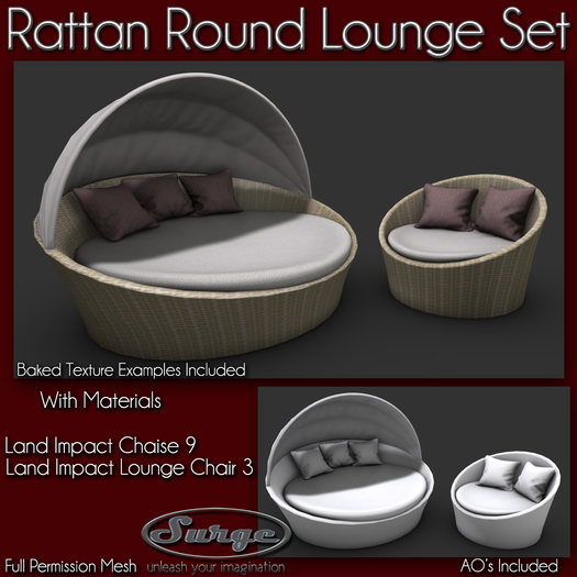 Rattan Round Lounge Set - Mesh - Full Permission