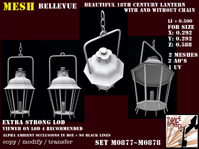 Beautiful high detaled 18th century lanterns Li 0.5 each M0877 M0878
