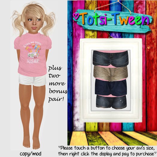 TOTSI-TWEEN Girls Denim Short Set [size 8]