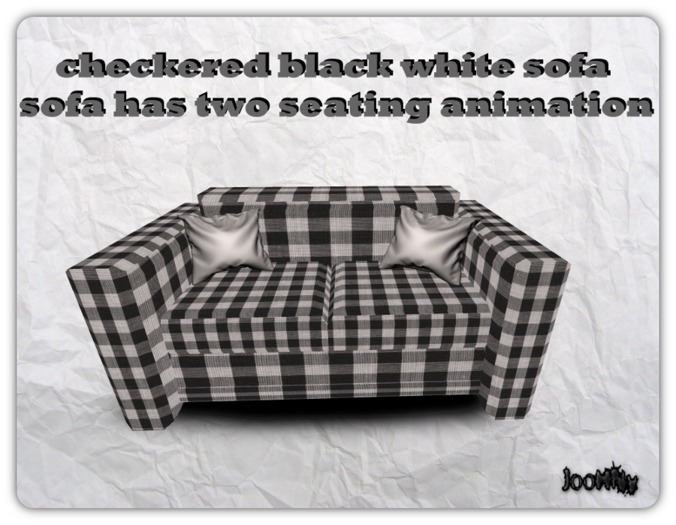 Second Life Marketplace JOhny design checkered black white sofa