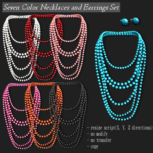 Necklace Multi-Beads Long/ Earring Set   -RYCA-