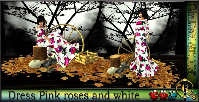 Bag Dress Pink roses and white