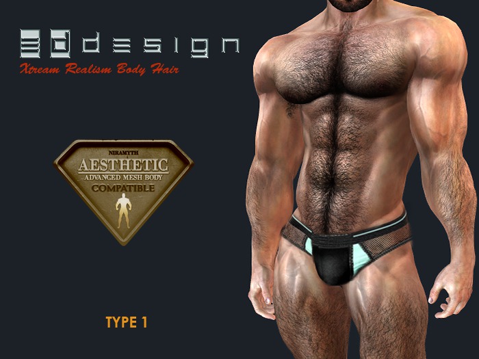 Eddesign - complete body hair w/ back hair for aesthetic avatar - type 1