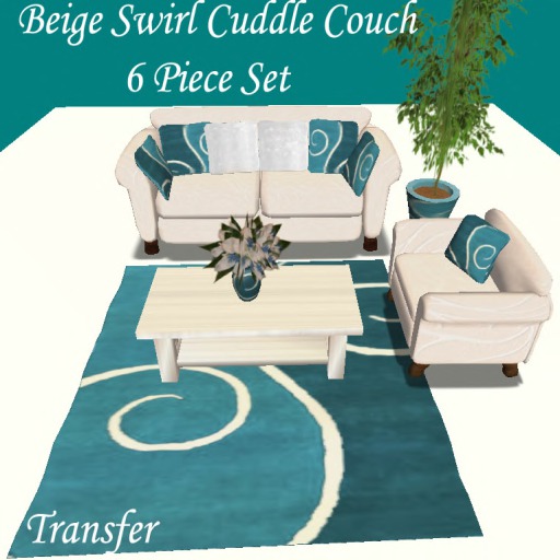 Beige Swirl Living Room Set BOXED
