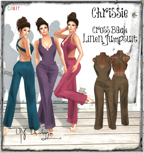 .::DM::. Chrissie Cross Back Linen Jumpsuit - Bronze