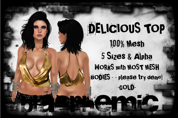 BLASPHEMIC - DELICIOUS TOP - GOLD - WEAR!!!