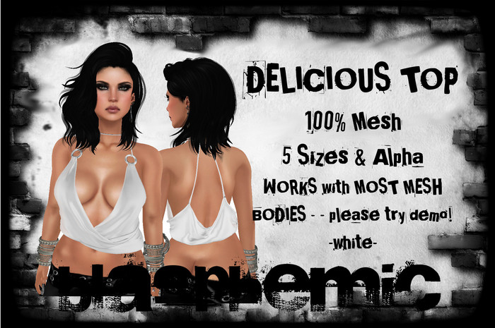 BLASPHEMIC - DELICIOUS TOP - WHITE - WEAR!!!
