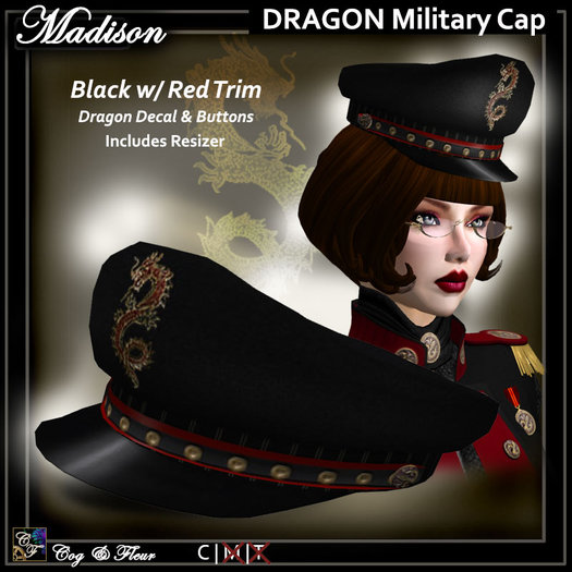 C&F Vittoria Small Hat w/ Roses - Black