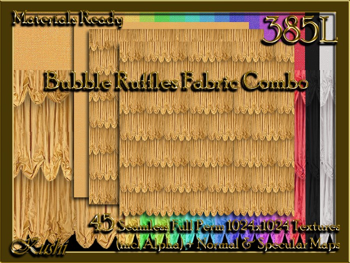 Bubble Ruffles Fabric Combo Seamless Textures Materials Ready Full Perms 1024x1024 Tileable 