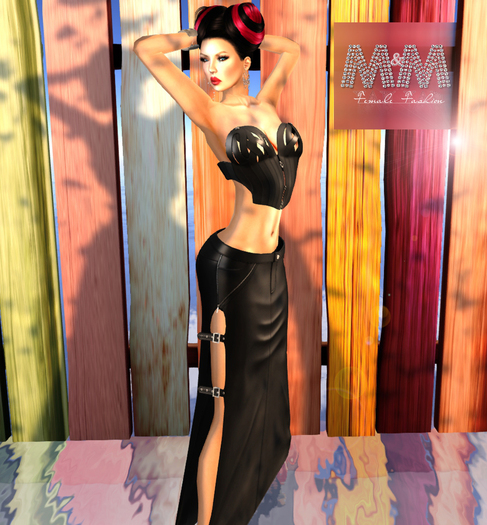 M&M-AMELIE BLACK TOP AND SKIRT MESH