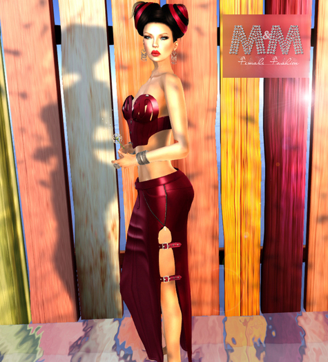 M&M-AMELIE RED TOP AND SKIRT MESH