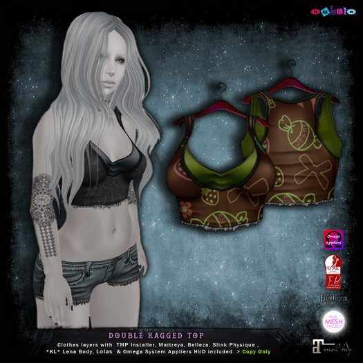 [ bubble ]Double Ragged Top Green