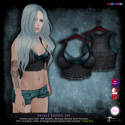 [ bubble ]Double  Ragged Top Blue