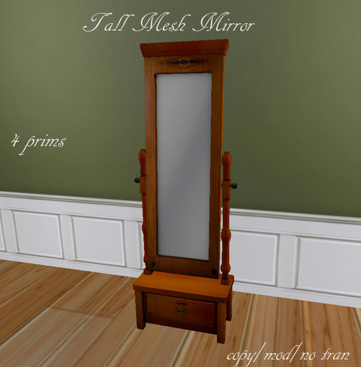 Mesh Tall Mirror with Drawer