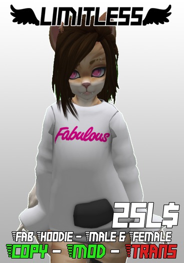 Limitless: Fabulous (White) - Kemono Baggy Hoodie