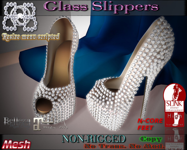 !!BHB!! JESSICA GLASS SLIPPERS WITH GEMS (belleza, resize, slink, n-core, maitreya)