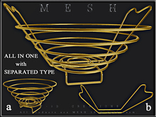 T-3D Creations [ Wire Fruit Bowl 002 ] Gold and Silver / MESH - Full Perm -
