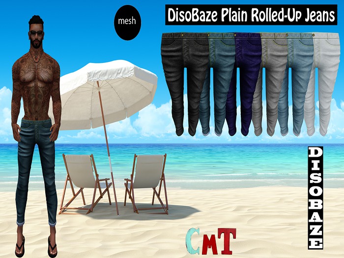 DisoBaze Light Plain Rolled-Up Jeans