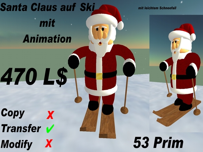 Santa Claus auf Ski mit Animation