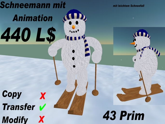 Schneemann auf Ski mit Animation