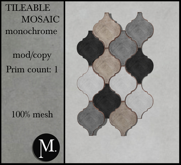 Monsterrat. Tileable mosaic Monochrome