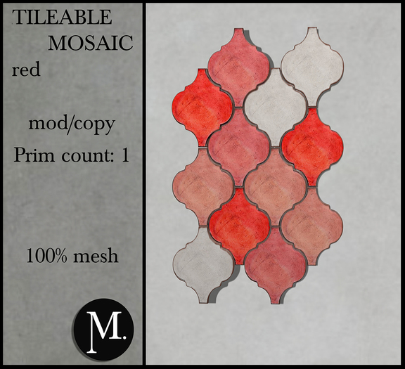 Monsterrat. Tileable mosaic Red