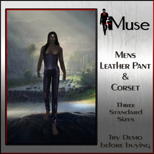 [MUSE] Mens Leather Pants with Corset (Navy)