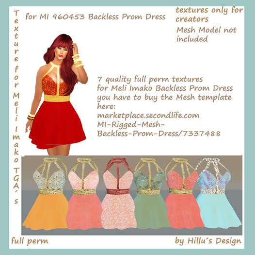7 quality full perm textures for MI Backless Prom Dress