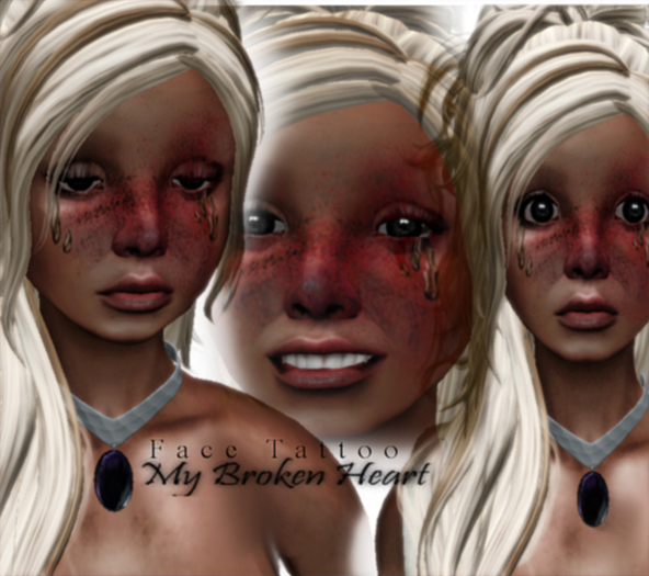 My Broken Heart  Face Tattoo, Tears and bruise
