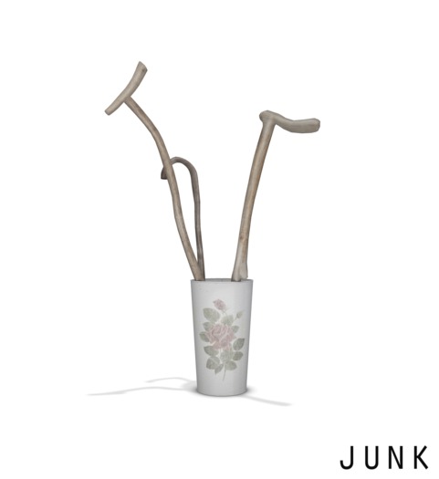 junk. walking sticks. rose.