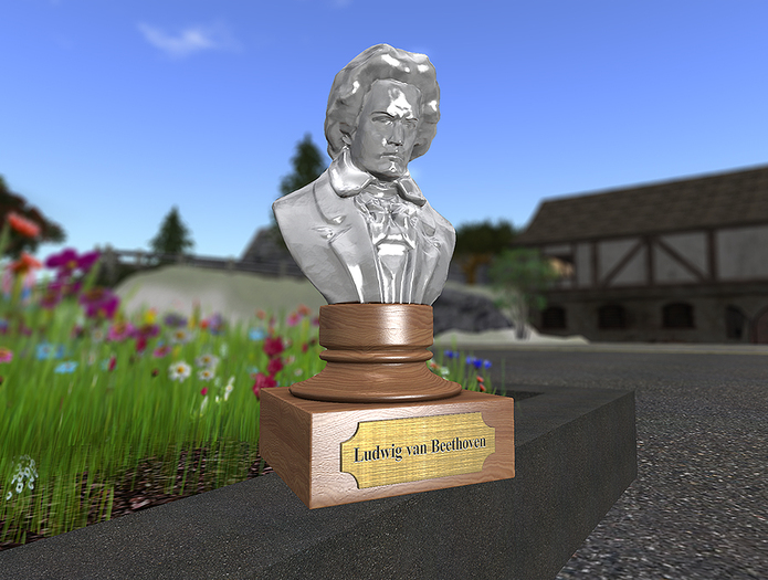 Beethoven Silver Mesh Bust Resizable - Wood1 base