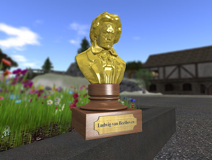 Beethoven Gold Mesh Bust Resizable - Wood2 base