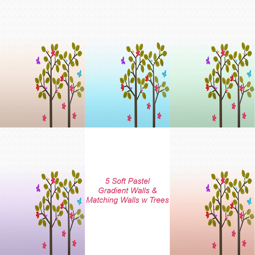 Pastel Gradient Walls with Trees