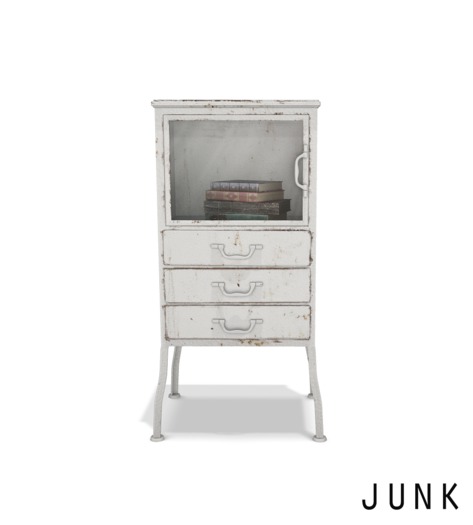 junk. little white cabinet.